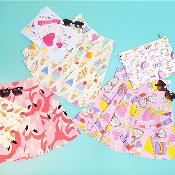 Retrolicious, Boardwalk Bliss Skater Skirt color Pink, Multicolor - Picture 6 of 8